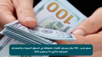 سعر جديد.. 100 دولار يسجل تقلبات ملحوظة في السوق السوداء والمصارف العراقية الاثنين 15 سبتمبر 2025